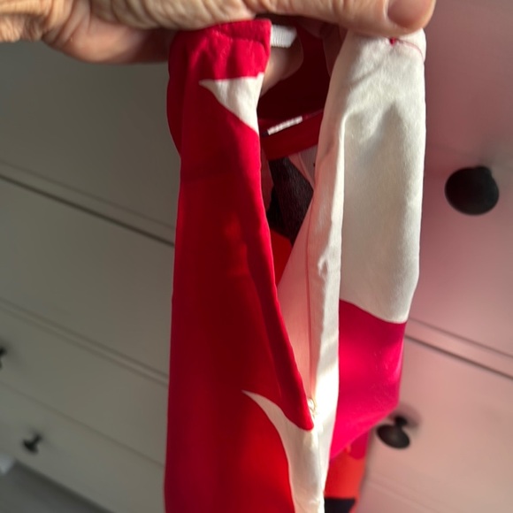 Marimekko Red and White Poppy Wide Length Cropped Summer Pants Size 10/EU 38 - Picture 4 of 8